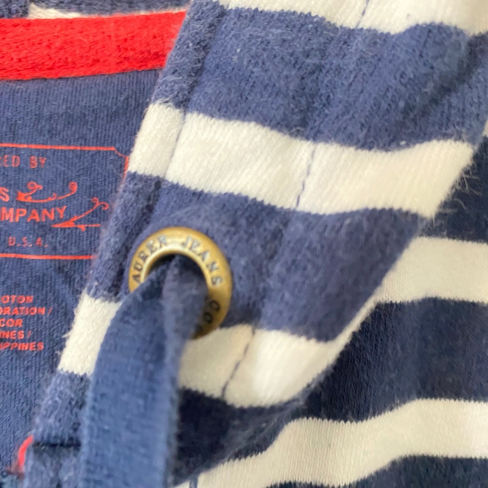 Vtg Lauren Jeans Co Ralph Lauren Nautical Navy Striped Crest Zip Up Hoodie Small - Picture 6 of 7